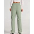 thumbnail image 4 of Womens High Waist Button Stretchy Pants Straight Leg Office Dress Pant Casual Trousers with Pocket Bean Green XXXL, 4 of 8