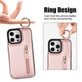 thumbnail image 5 of JTCASES for iPhone 12 Pro Case, PU Leather Lychee Pattern Zipper Purse Finger Ring Buckle Card Slots Stand Shell for iPhone 12 Pro Wear-resistant Shockproof Wallet Cover, Rosegold, 5 of 8