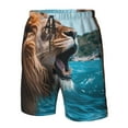 thumbnail image 4 of Logiee Ice Blue Coastal Lion Print Mens Swim Trunks Quick Dry Board Shorts,Breathable Hawaii Beach Shorts Swimwear Bathing Suits-3X-Large, 4 of 6