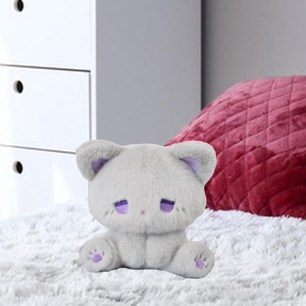 Juguete de peluche sentado, lindo animal de peluche, almohada coleccionable, decoración de la habitación de los niños, juguete de peluche de animales Gris y violeta