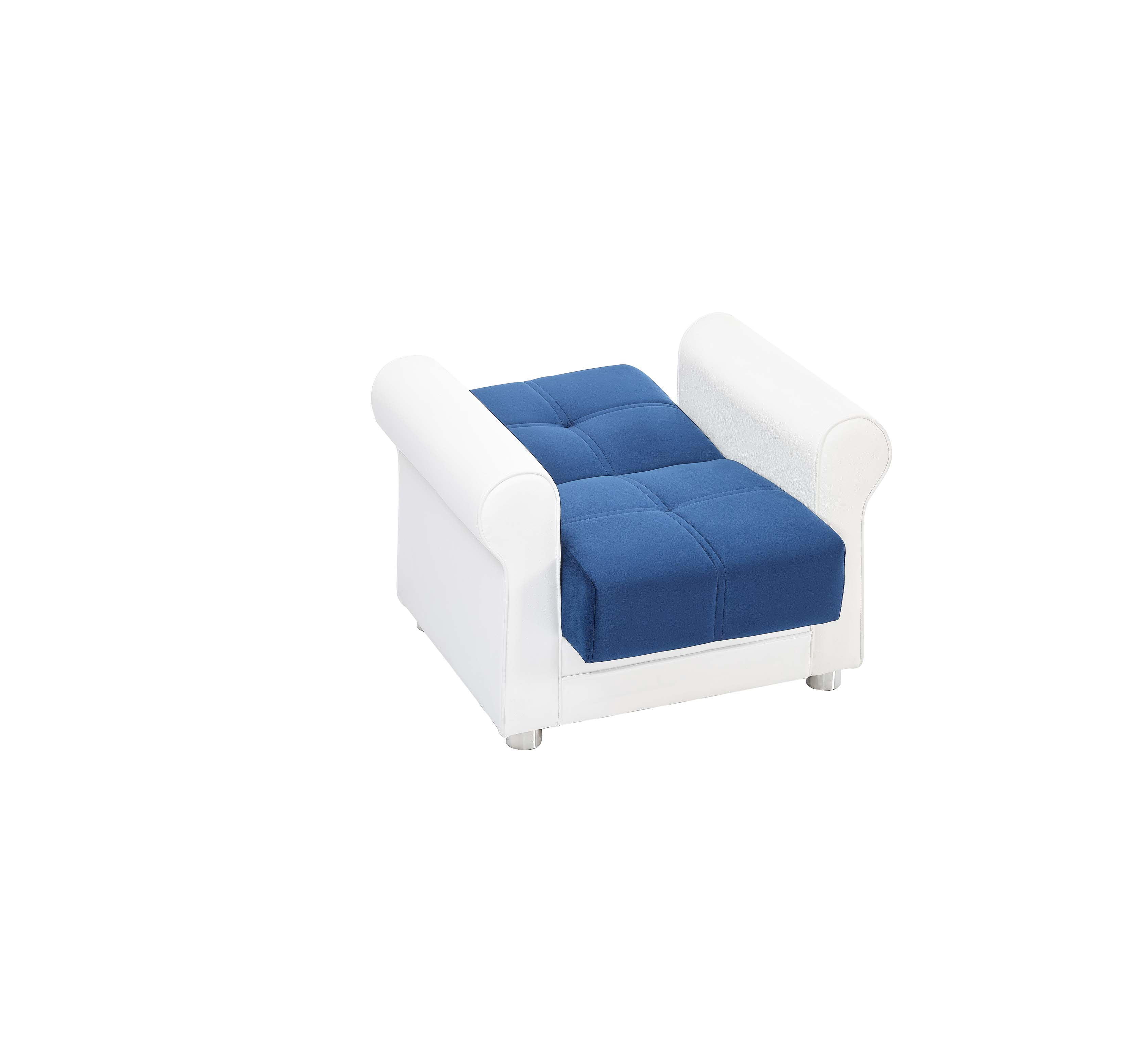 Ottomanson Convertible Accent Armchair with Hidden Storage, Firm Comfort Seating, Blue