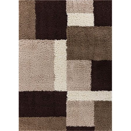 Well Woven Madison Shag Cubes Beige/Brown Modern Area Rug 5' X 7'2''
