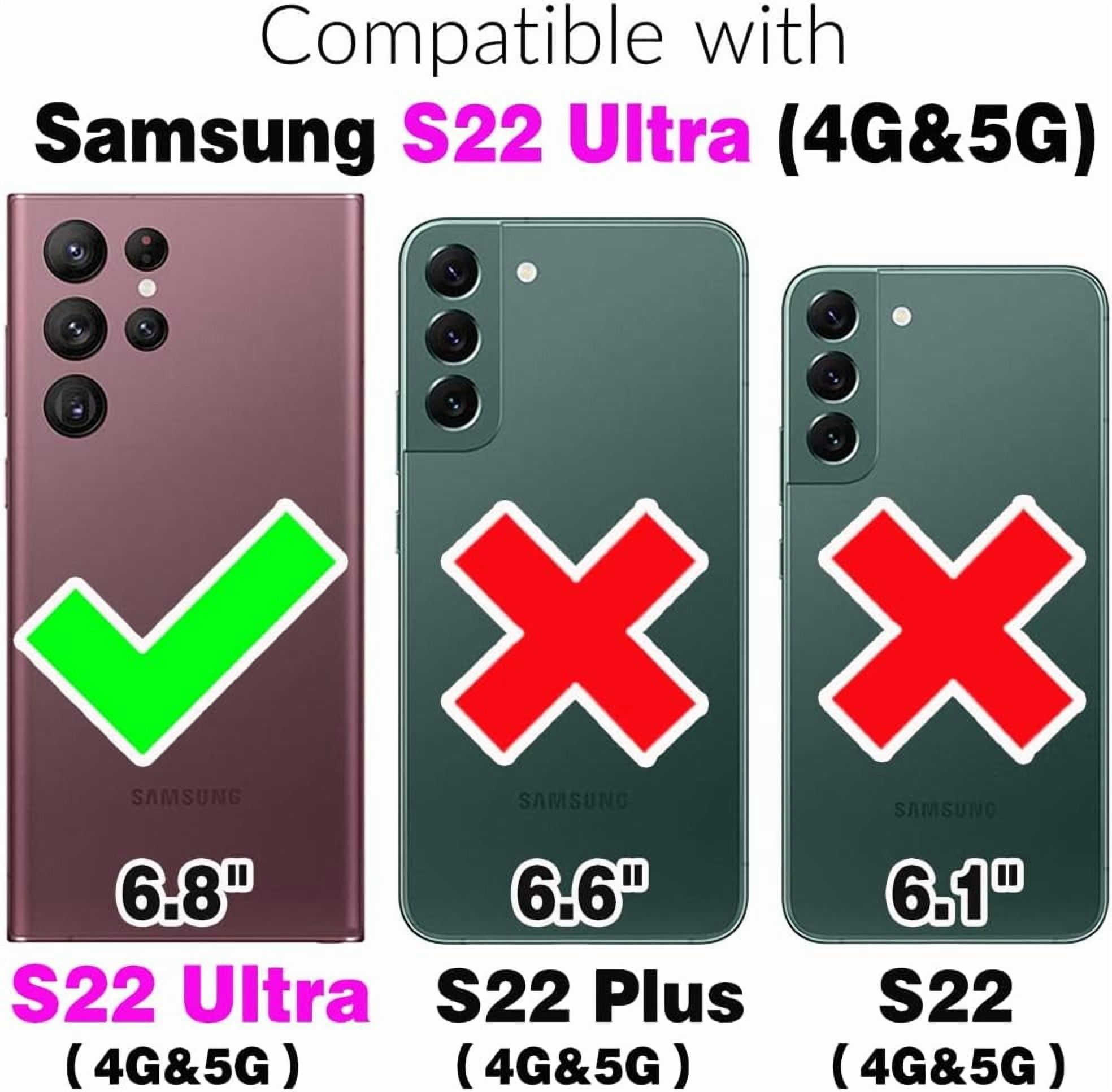 Asuwish Compatible with Samsung Galaxy S22 Ultra 5G Phone Case Zipper Wallet Tempered Glass Screen Protector Lanyard Strap Flip Card Holder Cell Cover for S22ultra 22S S 22 S22ultra5g 6.8 Women Blue