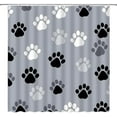 thumbnail image 2 of Pawprint Shower Curtain Gray Black White Dog Cat Paw Print Animal Lover Claw Footprint Creative Modern Funny Fabric Bathroom Curtain with Hooks, 2 of 3