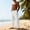 White, variant on Chiccall Men's Cotton Linen Pants Casual Cargo Pants with Pockets Lightweight Elastic Waist Drawstring Pants Baggy Beach Trousers