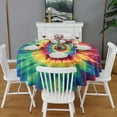 thumbnail image 2 of Colorful Rainbow Tie Dye Spiral Pattern Round Tablecloth 60"x60",Wrinkle Wipeable Table Cloth for Kitchen Dining Room Picnic Patio Party, 2 of 6