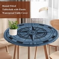 thumbnail image 5 of Compass Circle Round Fitted Table Cover Dot Abstract Geometric Waterproof Table Cloth with Elastic Edge Wipeable Tablecloth for Picnic Camping Party Fits 36"-44" Diameter, 5 of 8