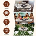 thumbnail image 7 of Brown Beige Boho Round Tablecloth, Fitted Table Cover with Elastic for 55"-60" Round Tables, Abstract Southwestern Ethnic Geometric Table Cloth Outdoor Indoor Dinning Party Waterproof Tablecloths, 7 of 7