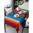 thumbnail image 6 of Mexican Stripes Table Cloth, Blue Boho Red Green Orange Art Simple Waterproof Tablecloth for Rectangle Tables, Reusable Washable Fabric Table Cover for Restaurant Kitchen Dining Tables 60"x120", 6 of 6