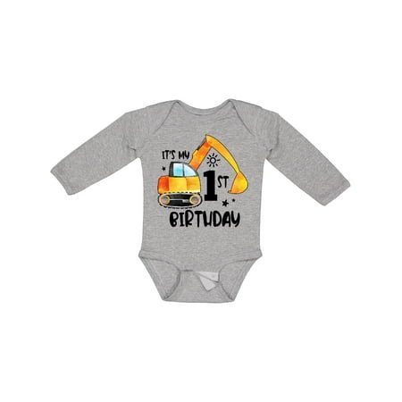

Inktastic Construction Truck It s My 1st Birthday Gift Baby Boy or Baby Girl Long Sleeve Bodysuit