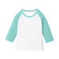 thumbnail image 1 of ShomPort T-Shirts for Boys Unisex Raglan Sleeve Round Collared Color Block 3/4 Sleeve Lightweight Trendy Tops Stretchy Athletic Breathable Tees, 1 of 6
