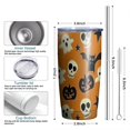 thumbnail image 6 of 20oz Tumblers Halloween Ghosts Skulls Bats and Pumpkins Stainless Steel Vacuum Insulated Double Wall Travel Tumbler Cups Mug with Lid and Straw,Cleaning Brush for Cold & Hot Drinks, 6 of 7