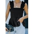 thumbnail image 1 of Women's Black Solid Smocked Tank Top, 1 of 7