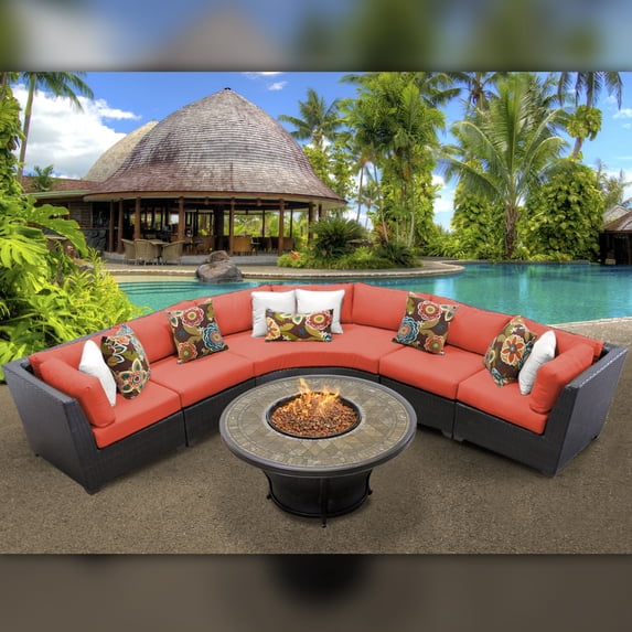 Barbados 6 Piece Outdoor Wicker Patio Furniture Set 06k-Color:Tangerine