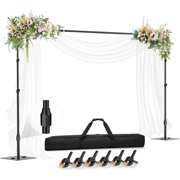 EMART Backdrop Stand 10x7ft Adjustable Background Support System Kit with Upgrade Rod for Wedding, Birthday Party, Decorations, Photography