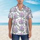 thumbnail image 2 of Fotbe Violets Flowers Camisa Hawaiana para Hombre Unisex – Camisa Casual de Verano con Botones de Manga Corta de Algodón y Lino,Medium, 2 of 7