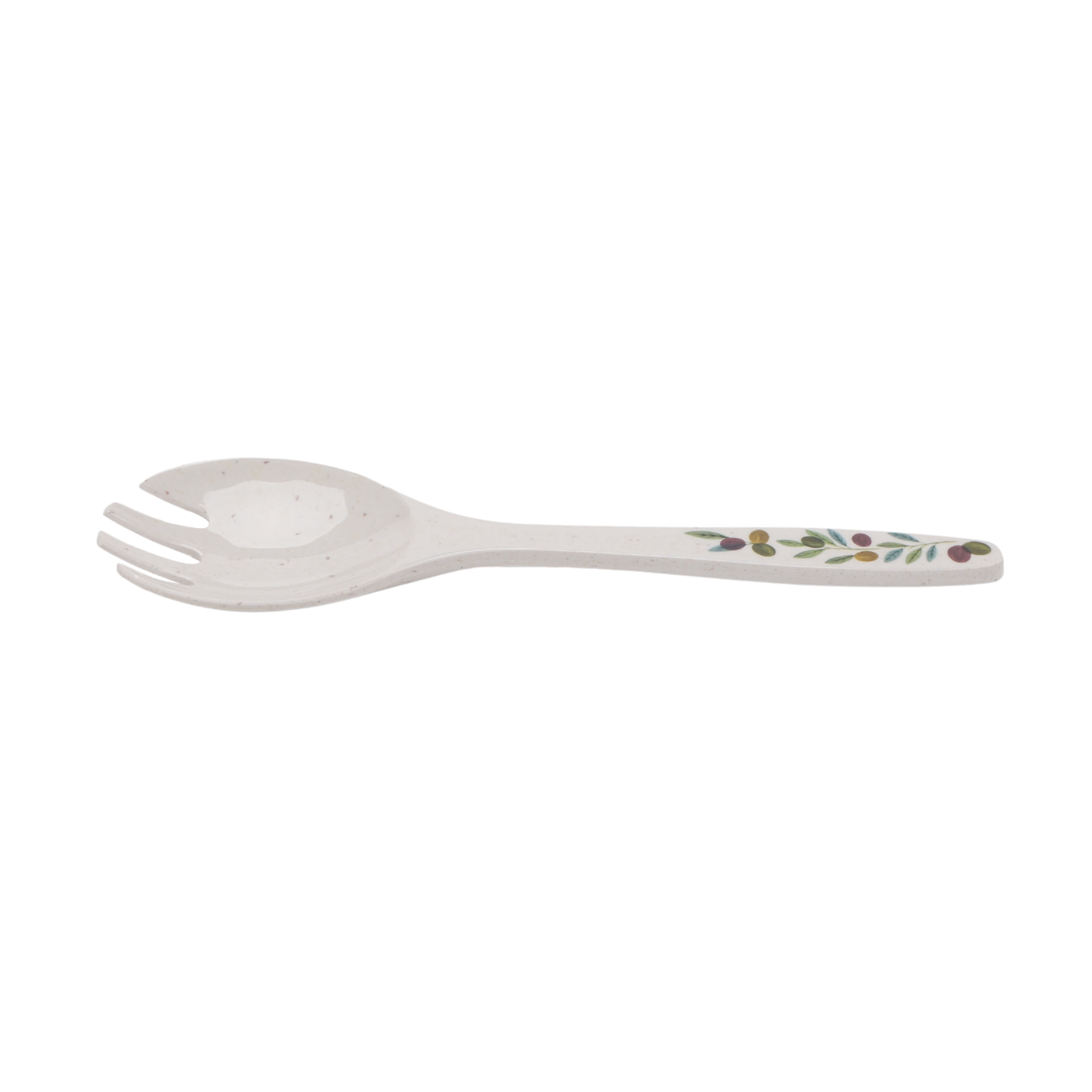Better Homes and Gardens Bamboo Melamine Salad Serve Bowl Set with Acacia Wood Lid & Utensils, Olive Pattern