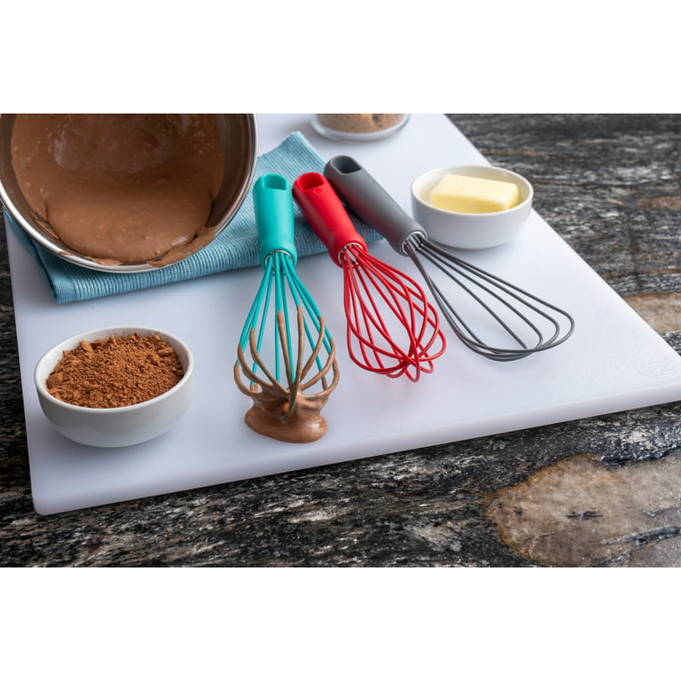 Silicone Whisk set, Walfos 11'' Flat Whisk and 10'' Balloon Whisk for  Blending Beating Stirring and Kitchen Cooking