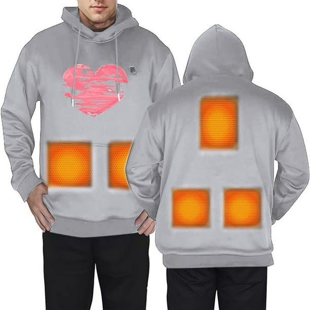 WILLBEST Sudaderas Navideñas Otoño e Invierno Sudadera con Capucha Caliente para Hombres y Mujeres Parejas Carga Usb Ropa Caliente Día De San Valentín Cálido XXGrande