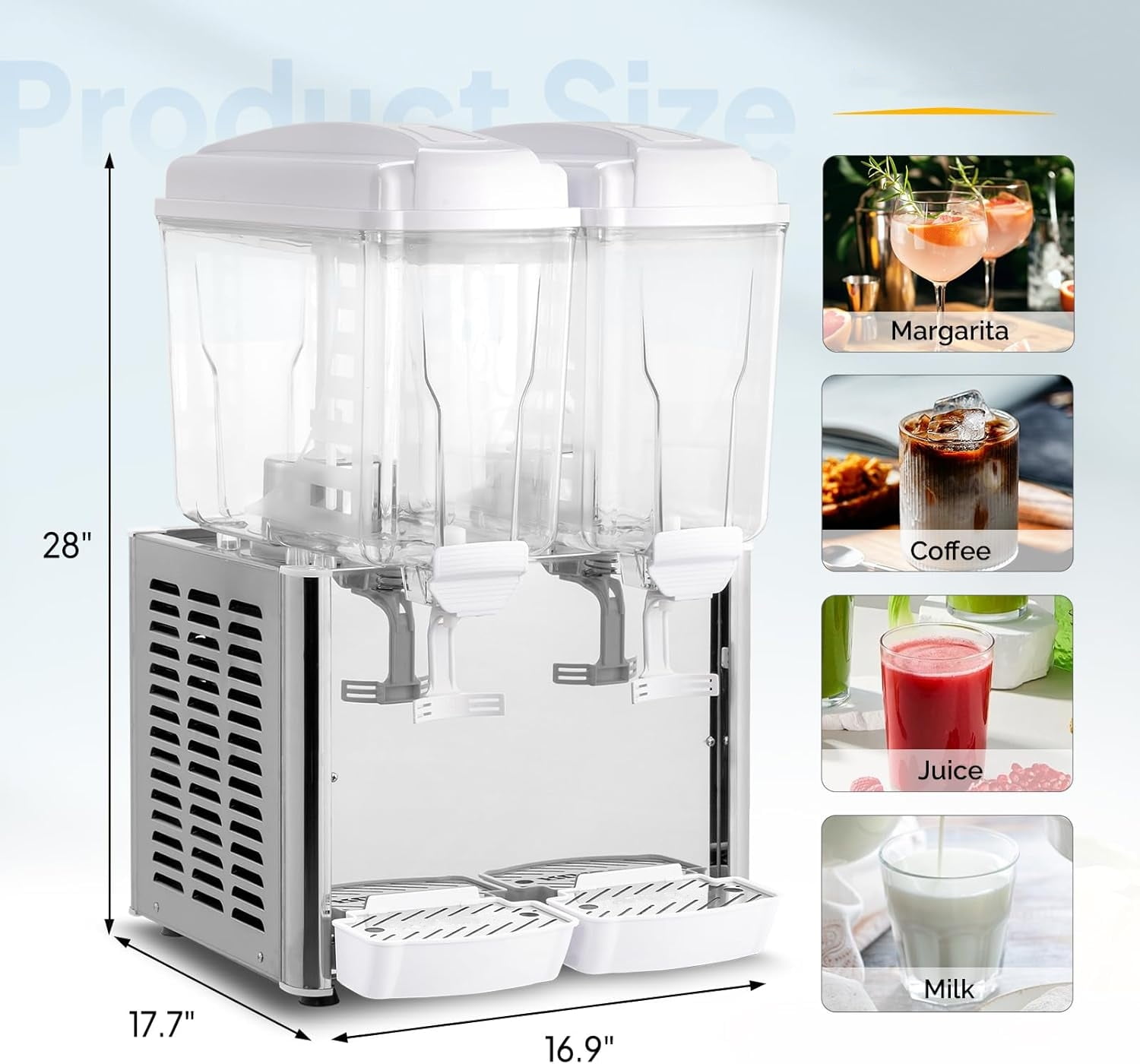Ktaxon 9.6Gal Commercial Beverage Dispenser, 2-Tank Stainless Steel Drink Dispenser with Thermostat, 110V