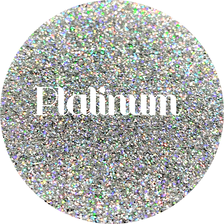 Glitter Heart Co. Glitter - High Quality Polyester Glitter - 2oz Bottle -  Platinum - Holographic Silver 