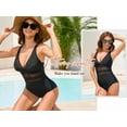 thumbnail image 4 of RELLECIGA Women's V Neck Mesh Splicing One Piece Swimsuits Sexy Bathing Suits for Women Size XXXL, 4 of 7