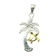 thumbnail image 1 of 925 sterling silver Hawaiian palm tree 2 tone yellow gold plated honu turtle pendant, 1 of 2