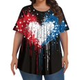 thumbnail image 2 of TQWQT Plus Size American Flag Tunic Tops for Women 4x-5x Trendy Crew Neck T Shirts Stars and Stripes Pleated Tops Short Sleeve Blouses Loose Fit Casual Curvy Women Outfits Hot Pink 3XL, 2 of 5