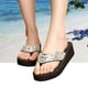 thumbnail image 2 of Sandalias de plataforma con purpurina para mujer, sandalias brillantes con tiras, sandalias de cuña antideslizantes, talla 40 (plateadas), 2 of 5