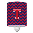 thumbnail image 1 of "Treasures Letter T Chevron Yale Blue and Crimson Ceramic Night Light, 6x4, Multicolor" Caroline's Treasures CJ1054-TCNL, 1 of 1