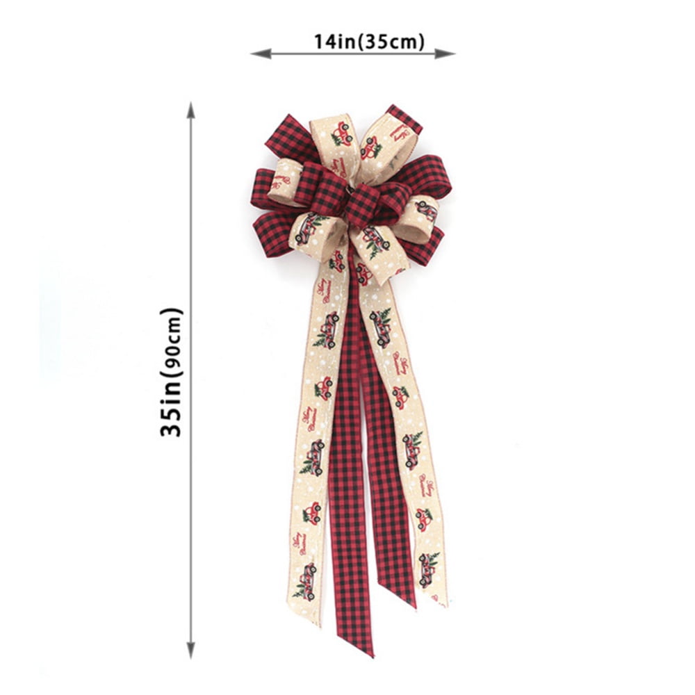 Christmas Tree Topper, Ribbon Bow Topper for Tree,Xmas Ornaments for Holiday Decor, Great Gift Christmas Decoration,14x35 Inches, Gold