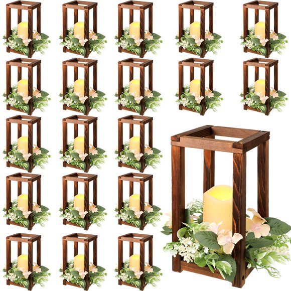 Farol de boda Hushee de madera con velas, 60 unidades