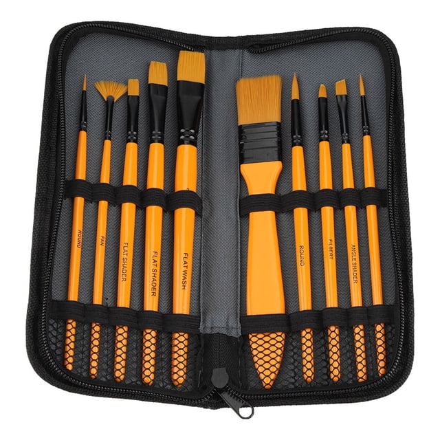 Juego de pinceles de pelo de nailon, práctico y popular, juego de pinceles de pintura de 10 piezas, confiabilidad excepcional Jadeshay A