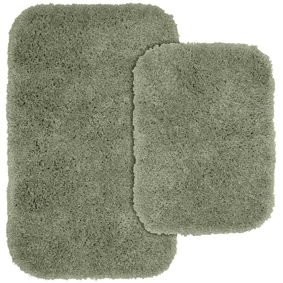 Garland Rug Serendipity Washable Nylon Bath Rug Set, 2 Piece Set (17"x24" Bath Rug, & 21"x34" Bath Rug) Deep Fern