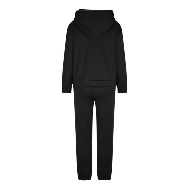 Fall Clearance Sale! RQYYD Sweatsuits for Women Set 2 Piece Jogging Suit  Long Sleeve Hooded Pullover Sweatshirts Sweatpants Tracksuit Casual Outfits( Black,3XL) 