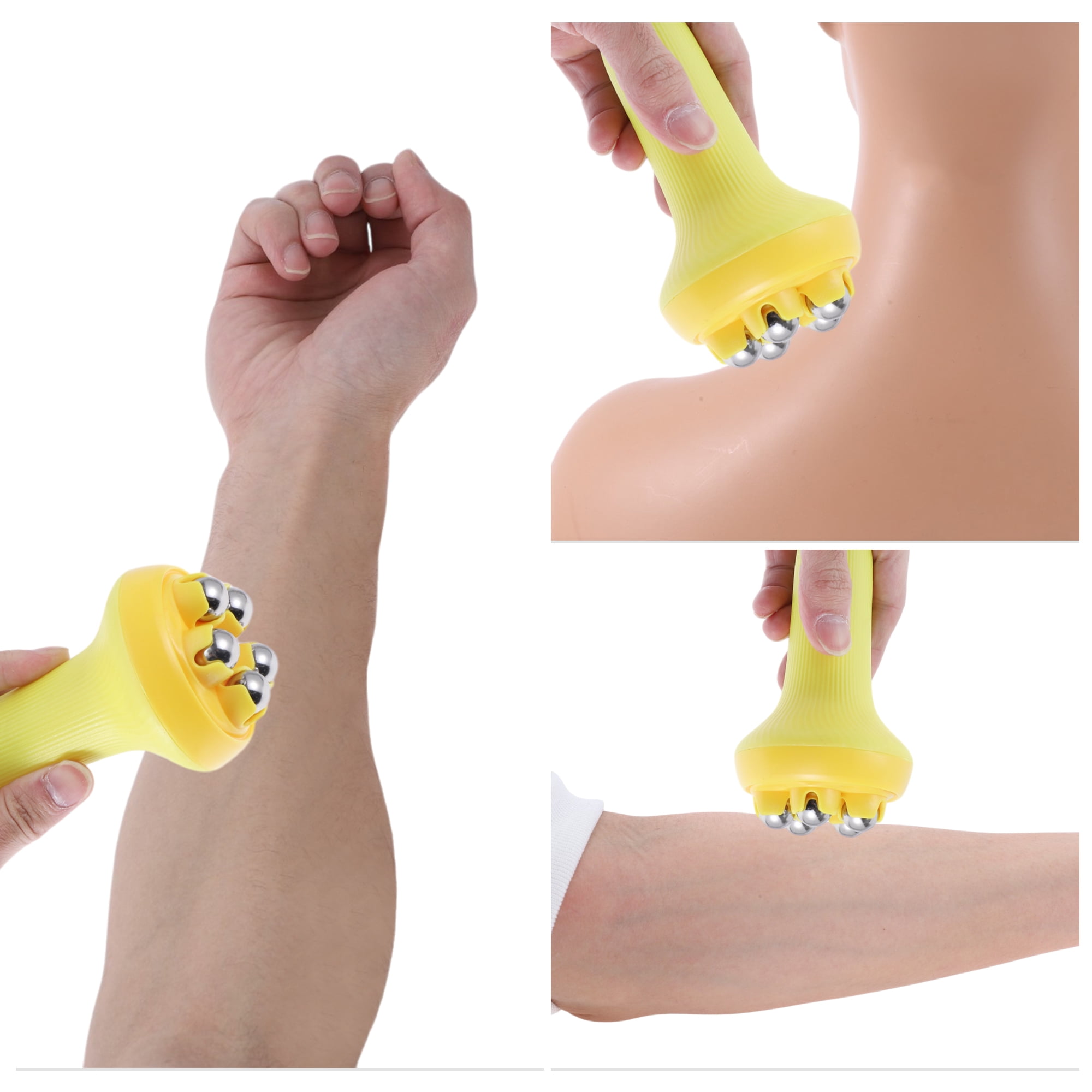 Unique Bargains Roller Massager Manual for Face and Body Ease Yellow