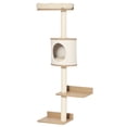 thumbnail image 1 of PawHut Cat Tree Pet Wall-mounted Climbing Frame Shelf Kitten Perch Activity Center Condo Bed Scratching Post Light Brown, 1 of 10