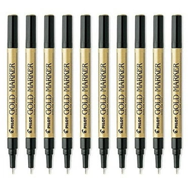 Pilot Gold Metallic Permanent Paint Marker, Extra Fine Point, 10-PACK(41701)