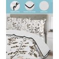 thumbnail image 3 of Quilts Queen Size Bedding Set, Brown Beige Botanical Reversible Summer Quilt 3 Pieces, Watercolor Spring Floral Summer Leaf Lightweight Bedspreads Coverlets with 2 Pillow Shams for All Seasons, 3 of 5
