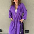 thumbnail image 3 of Vestido camisero largo con solapa para mujer Vestido camisero con abertura lateral elegante Vestido camisero suelto para la playa Hugtrwg Para estrenar, 3 of 7