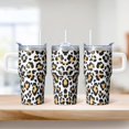 thumbnail image 2 of 20oz Geometric Textured Double Wall Tumbler, Stainless Steel Insulated Travel Coffee Mug with Handle Leak Proof Lid Design, 2 of 5