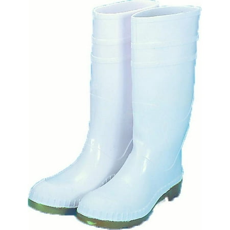 16 in. PVC Work Boot Over The Sock, White Steel Toe, Size