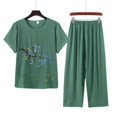 thumbnail image 3 of NMMUED Linen Outfits Women 2 Piece, Two Piece Sets for Women Summer, Gauze Shirts for Women, Baggy Pants, Beach Vacation Clothes for Women, Green XL, 3 of 4