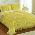 thumbnail image 2 of Collections Etc Calista Chenille Lightweight Bedspread with Fringe Border, Yellow, King, 2 of 8