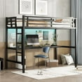 thumbnail image 3 of Metal Twin XL Size Loft Bed  with Power Outlet and LED Lighted, Space-Saving, Noise Reduced, Black, 3 of 10