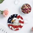 thumbnail image 3 of FMSHPON Gold Bless American USA Flag and Eagle Set of 4 Round Coaster for Drinks, Absorbent Ceramic Stone Coasters Cup Mat with Cork Base for Home Kitchen Room Coffee Table Bar Decor, 3 of 5