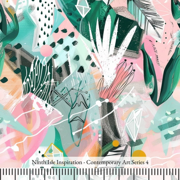 Ninth Isle Inspiration - Contemporary Art Series - 100% Cotton Fabric By The Yard (Series4, HalfYard)