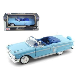 1 by 18 1960 Chevrolet Impala Convertible Diecast Car Model - Blue