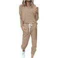 thumbnail image 2 of ZVAVZ Clearance Lounge Sets for Women Sweatsuits Sets Women's Solid Color Tracksuits Round Neck Long Sleeve Sweater Tops Fashion Loose Sweatpants Sweatsuits for Women Sets 2 Piece Outfits, 2 of 5