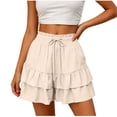 thumbnail image 4 of yillto Womens Shorts High Smock Waist Ruffle Hem Flowy Short Skirt Casual Summer Mini Skirt Outfits, 4 of 6